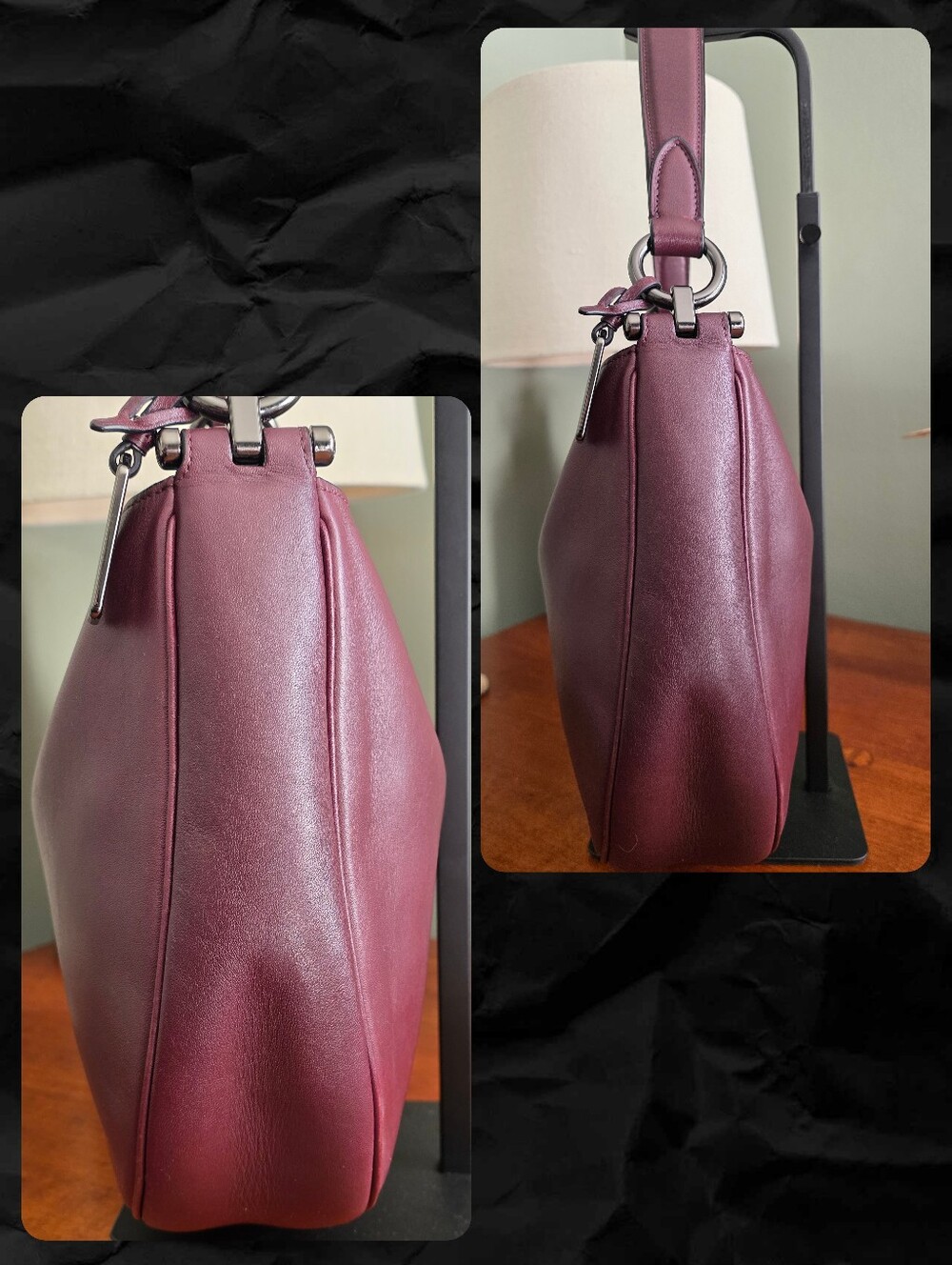 Coach 21025E Mae Hobo Oxblood Leather Shoulder Crossbody Bag - Picture 5 of 16